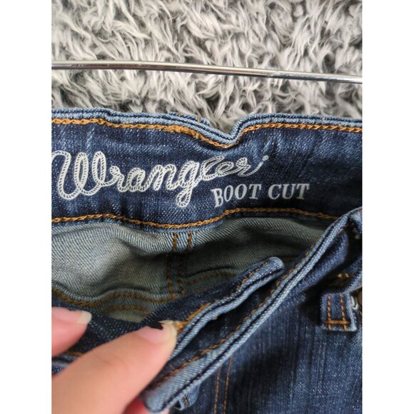 WRANGLER Boot Cut Womens Jeans Size 5/28x31 Dark Wash Country Cowgirl Rodeo Blue - Picture 7 of 10